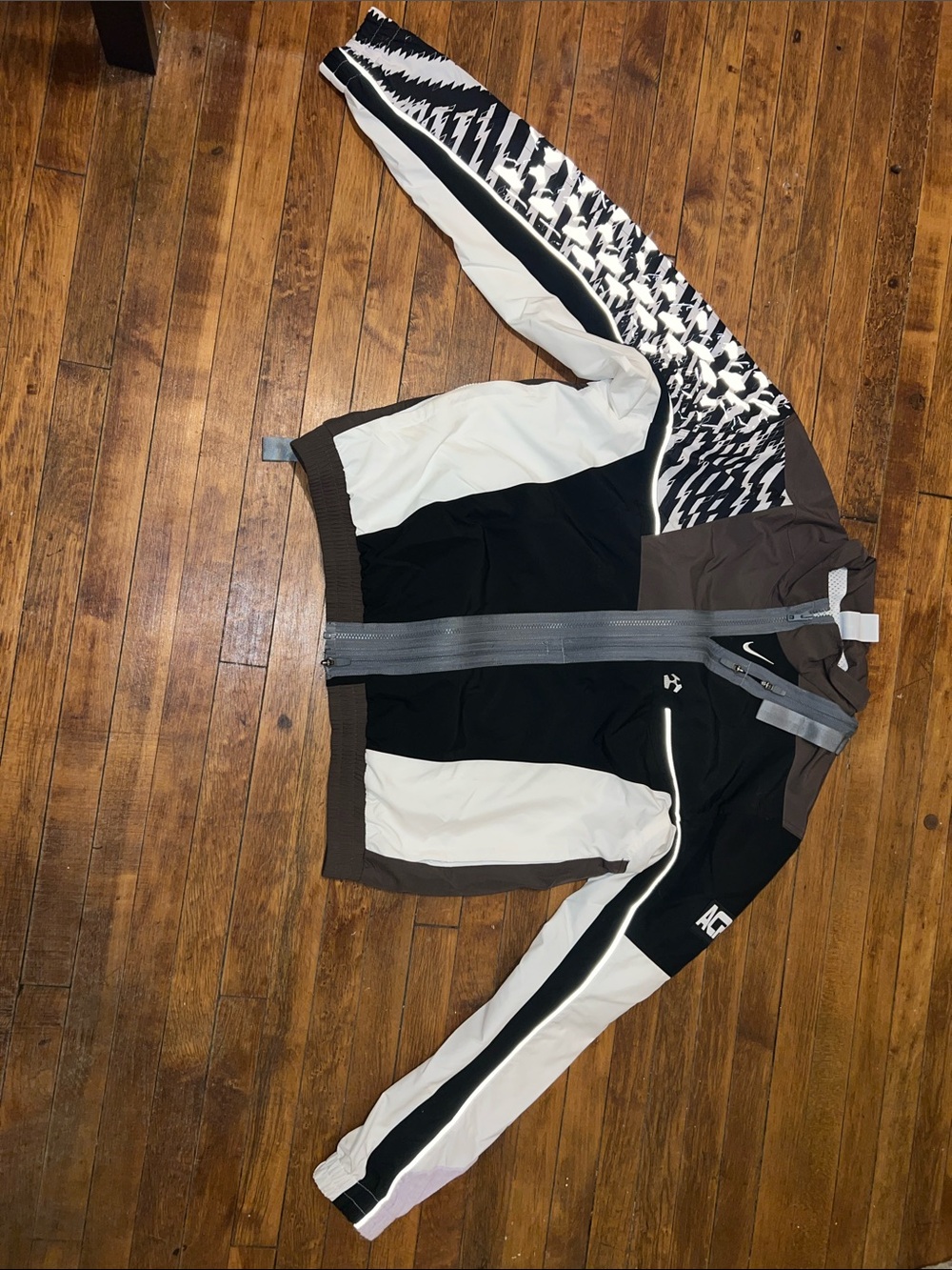 Nike Men’s Black, White and Gray Zip-Up Track Jacket